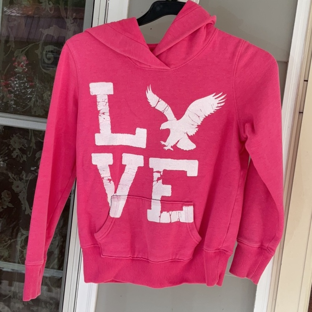 Pink Hoodie women’s sweatshirt American Eagle love outfitters Size medium.GUC